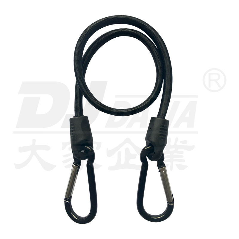 Cordaí bungee cruinn le carabiners insteallta dúbailte